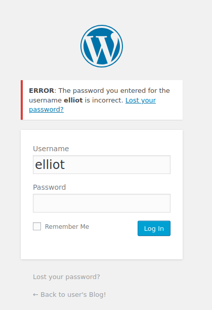 Valid username elliot found